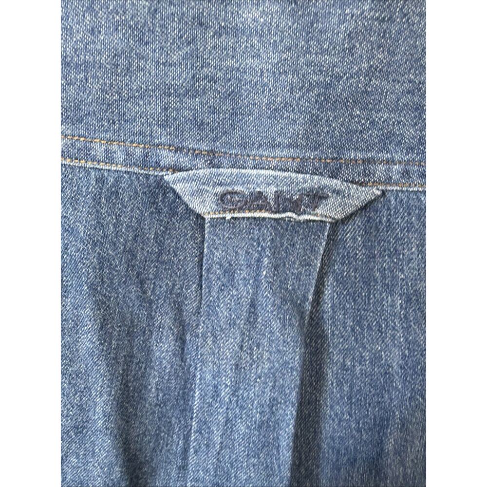 Vintage GANT New England Denim Shirt Mens L USA Logo Band Collar 100% Cotton - Picture 6 of 6